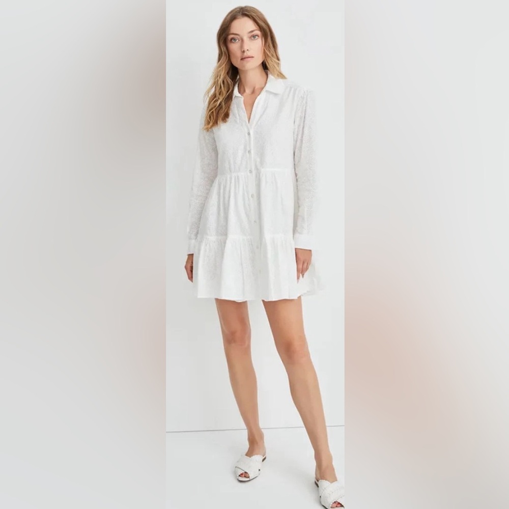 Veronica Beard Cotton Atari off-White Long Sleeve Dress Sz 4